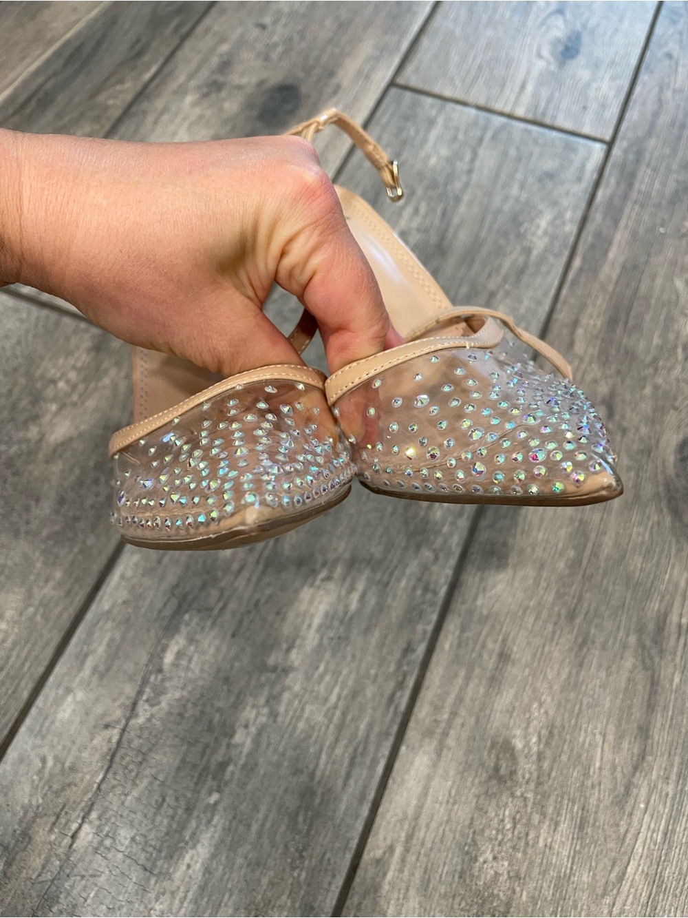Lulu's Nude Rhinestone Pointed-Toe Slingbacks - Picture 4 of 8